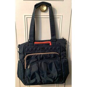 Rare VHTF Lug Ace Midnight Black Red Trim Crossbody Tote Purse Handbag